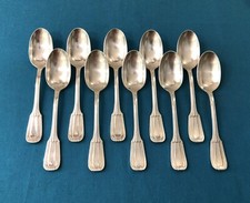10 petites cuillères Noel COLLET modèle ART DECO métal argenté Couvert 14 cm