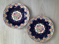 Paire assiette émaux de LONGWY décor CHEVALLIER