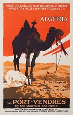 VINTAGE POSTER OF TOUACHE & CO ALGERIA VIA PORT VENDRES TO MAGICAL & GLORIUS