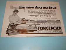 PUBLICITE MAGAZINE 1933 UNE USINE DANS UNE BOITE TRAINS FORGEACIER 