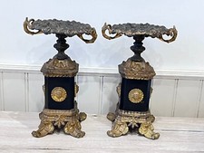 Paire de cassolettes coupes en bois noirci et regule XIXé ref 949