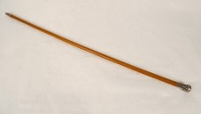 Canne ancienne bois pommeau argent massif anglais Londres 1944 XXè siècle