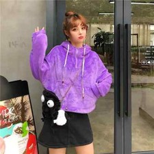 Jersey Pull Femme Doux Sur Manches Long Violet à Capuche Laine Polaire 50038