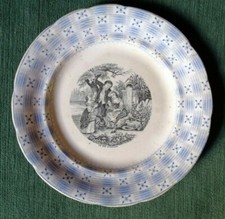 Assiette à dessert "Le nid d'oiseaux" H.B porcelaine Choisy-Le-Roi, XIXe siècle