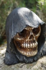 837.7611  FIGURINE CRANE CAPUCHE LAMPE LED LUMIERE FAUCHEUSE MORT DEATH FAUX