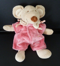 Y5. Doudou peluche Tex Baby SOURIS pyjama rose beige avion  EXCELLENT ETAT