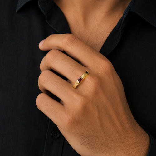 Bague chevalière grenat
