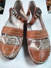 Chaussures compensées "Regard" cuir caramel et reptile beige T36 occasion