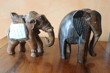 2 grands elephants sculptés en bois  collection sculpture