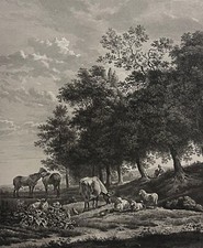 Karel Dujardin (1626-1678) Le Paturage graveur Daudet tirage vers 1860 cheval