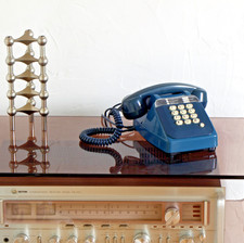 Téléphone Socotel S63 Bleu Vintage fin 70's début 80's Déco Design Space Age