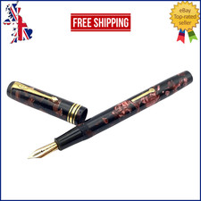 VINTAGE CONWAY STEWART 236 STYLO PLUME RED MARBLE 14K GOLD MEDIUM NIB ENGLAND