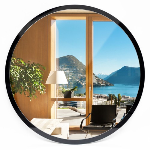 Rond miroir sur blanc noir - sur,