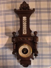 Ancien baromètre thermomètre au mercure sur bois sculpté LAVIGNE,LIMOGES