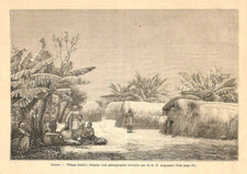 CONGO (RDC ) VILLAGE BATÉKÉ / GRAVURE ENGRAVING 1886