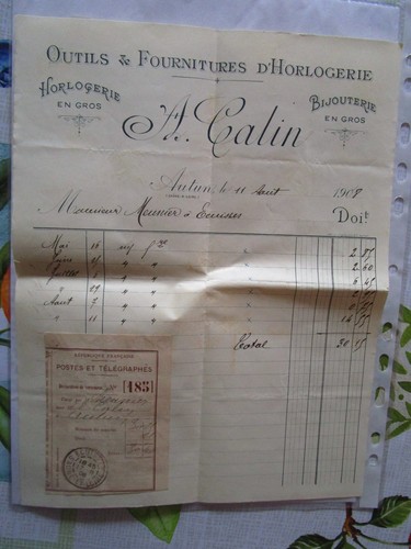 Vielle facture 1908 - vielle,
