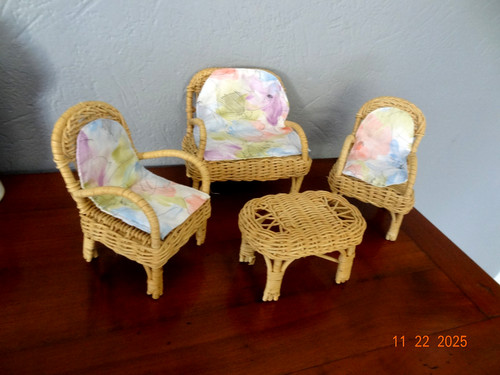 Salon rotin vintage - salon,