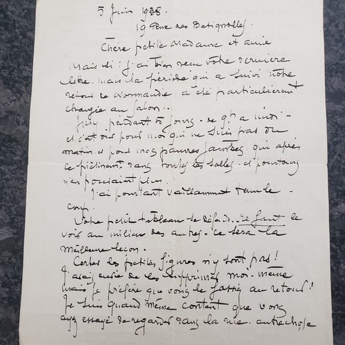 Lettre jules adler - de, 1938