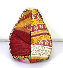 Chaise de dortoir à la main Kantha Bohemian Hippie Bean Bag Gypsy Ottoman Pouf e