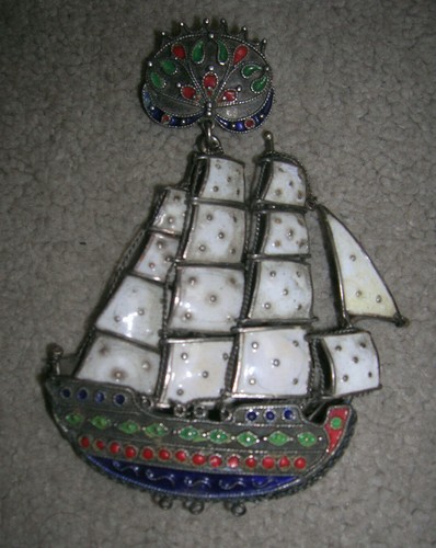Broche argent email - broche, /