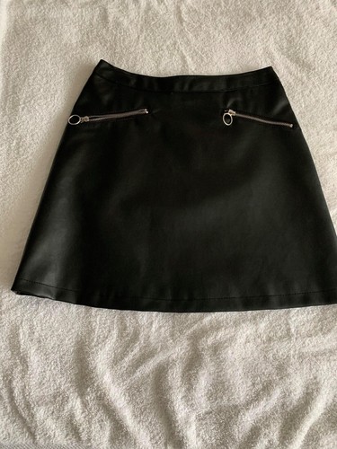 Mini jupe noire - cuir, avec