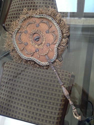 Ancien eventail ecran tissu - eventail,