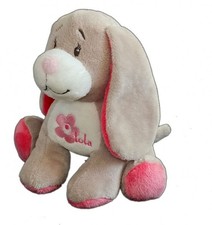 Doudou peluche chien gris rose