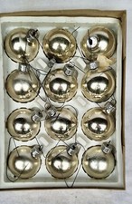 Anciennes Décorations Noël. Boules Verre Soufflé Églomisé. Vintage. Sapin 