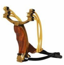 Lance pierre métal et bois pliable Fronde Slingshot avec élastique