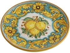 Grand Plat En Céramique Sicilienne Décor Citron Art 12