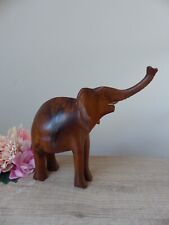 Grande statue d'éléphant en bois massif, sculpture éléphant en bois fait main