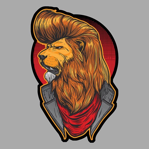 Lion tete rock roll vintage - tete,