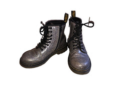DR MARTENS 1460 pascal glitter argent pailleté bottes 8 yeux UK 2 EU 34 US 3