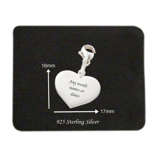 Gravé argent sterling coeur - gravé,