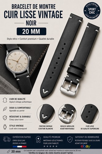 Bracelet montre cuir lisse