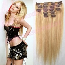 EXTENSIONS DE CHEVEUX A CLIP 100% NATUREL RÉMY HAIR 51 CM ,8 BANDES, 18 CLIPS