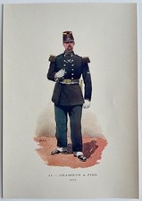 Soldat Chasseur à pied, 1872 Gravure couleur de 1902