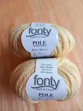 Lot De 2 Pelotes Laine Et Alpaga Pole De Fonty Coloris Jaune Pale Tricot