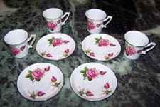 4 Tasses et sous-tasses à Café Décor de ROSES Hartporzellan Germany Rheinpfalz