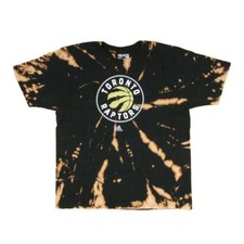 Toronto Raptors Black Tie Dye Thunderbolt Bleached Swirl T-Shirt Adidas Sz XL