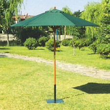 Parasol Rond En Bois Et Toit Vert En Polyester Ø 250 Cm De Jardin Extérieur