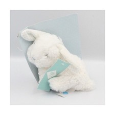 Doudou lapin blanc bleu pois