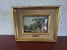 ancien tableau helca BOUCHER martelé a la main cadre bois doré vintage.