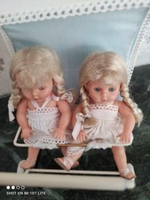 Poussette jumelle et 2 poupées GAMA - vintage