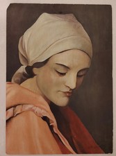 TABLEAUX PAINT PORTRAIT DE FEMME VOILEE SIGNE A.GUEDAN HUILE SUR BOIS VERS 1950