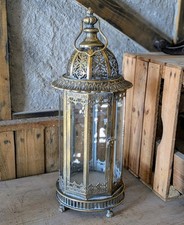 Ancien support de lanterne shabby oriental métal 55 cm de haut jardin venteux