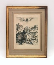 Albrecht Dürer Ancienne Gravure La Vierge à La Libellule Encadrement Ria Gerner