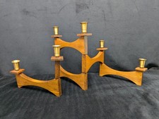 Vintage MCM Teak Wood Brass