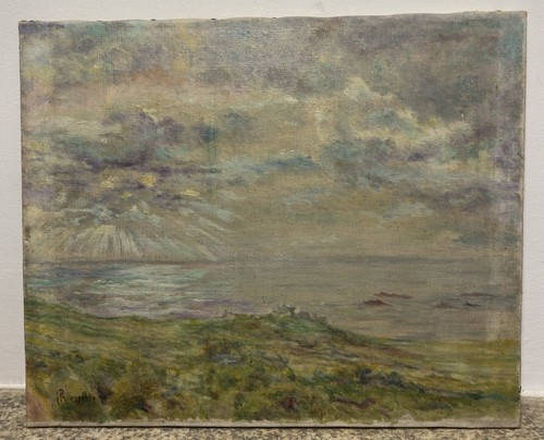 Tableau ancien paysage marin - tableau,