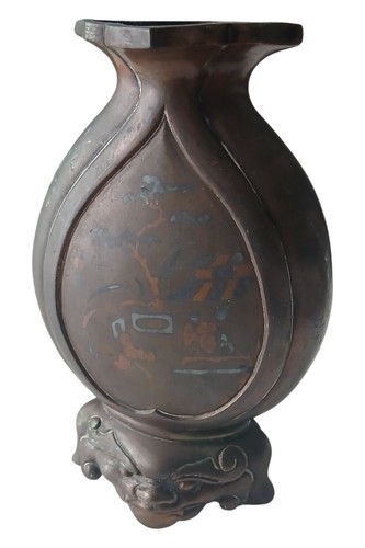 Ancien vase lobé - lobé, bronze